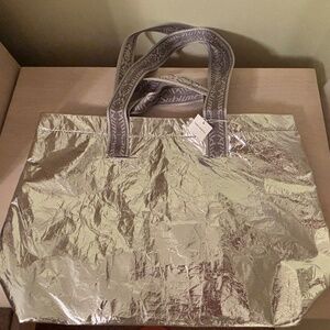 Holiday Sale! New Tory Burch Silver Tote Bag w/ Snap Closure